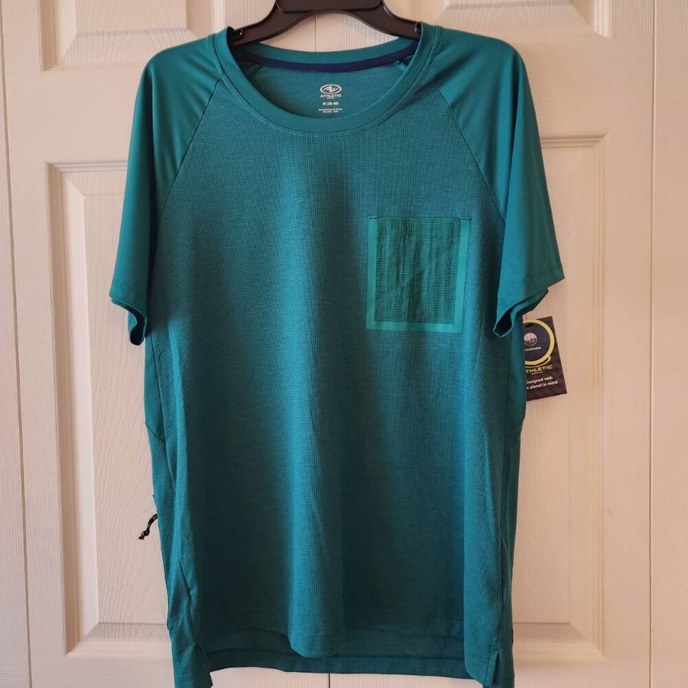 Athletic Works Men's Breathable Jacquard Tee Size Medium, Green